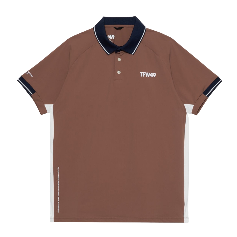TFW49 ポロシャツ ネイビー/ブラウン 新品 TFW49 ティーエフダブリュー LINE SLEEVE POLO T102610024 ポロシャツ