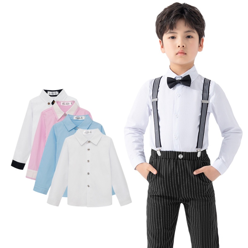 子供 シャツ 男の子 ネクタイ付き 長袖 フォーマル ストライプ 無地 キッズシャツ 入学式 卒園式 結婚式 発表会 七五三 セレモニー おしゃれ 90 100 110 120 130 | 