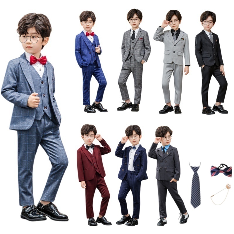 子供スーツ 男の子 フォーマル 7点セット 8点セット ジャケット ベスト パンツ キッズスーツ 入学式 卒園式 結婚式 発表会 七五三 おしゃれ ストライプ チェック | 