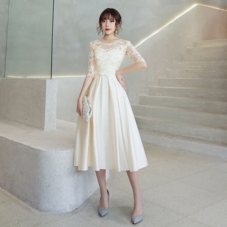 【とーま】ドレス　ワンピース　ドレス★袖ありLサイズ ドレス パーティードレス 結婚式 ワンピース 袖あり 大きい