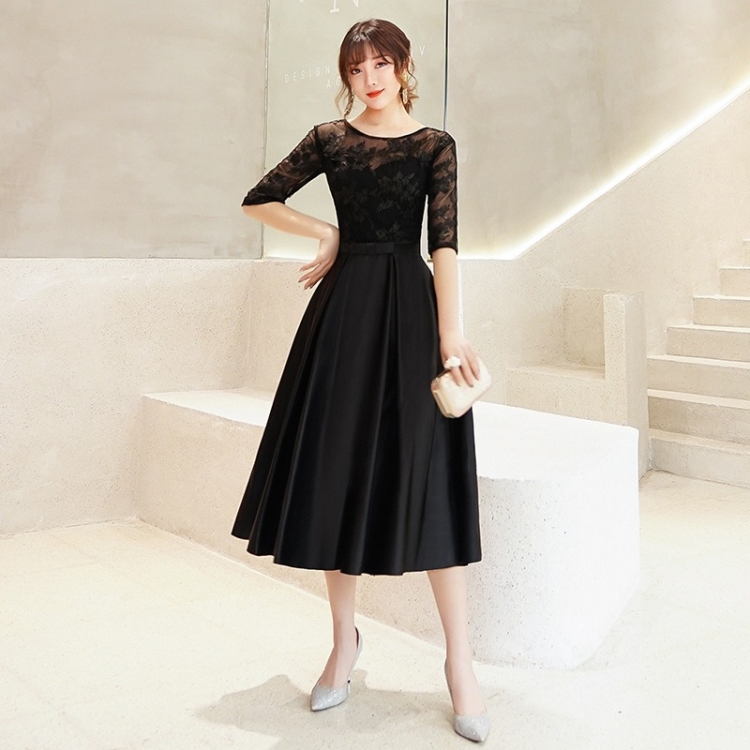【とーま】ドレス　ワンピース　ドレス★袖ありLサイズ ドレス パーティードレス 結婚式 ワンピース 袖あり 大きい
