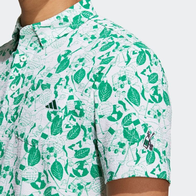 adidas GOLF アディダス ゴルフ メンズ PLAY GREEN サッカープリント 半袖ボタンダウンシャツ NMJ71 ポロシャツ 吸湿性  レギュラーフィット ストレッチ【お宝】 :ajnmj71:トランスレーション 通販 