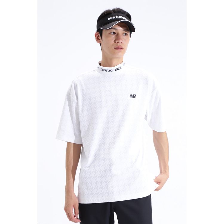 24春夏 New balance Golf ニューバランス ゴルフ メンズ 千鳥格子柄 UV 半袖 モックネック プルオーバー 4166001｜translation｜08