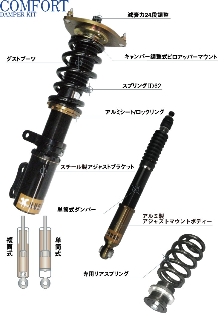 超激得即納 ヴォクシー VOXY 4WD ZRR75G ZRR75W RUSH 車高調 COMFORT CLASS Damper フルタップ車高調 全長調整式車高調 減衰力調整付 USタイヤ PayPayモール店 - 通販 - PayPayモール 大得価セール