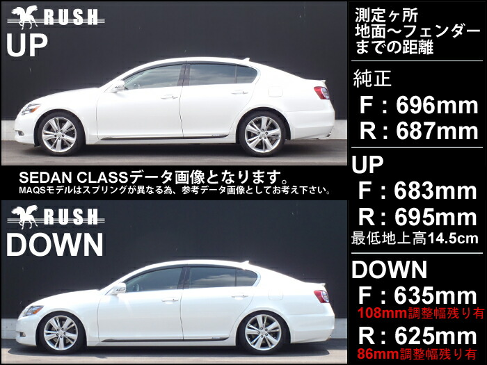 RUSH車高調 レクサス GS UZS190 GS430 車高短 モデル フルタップ車高調 