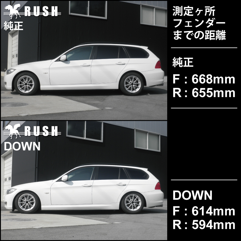 RUSH 車高調 BMW E91 3シリーズ ツーリング ワゴン 車高短 モデル フルタップ車高調 全長調整式車高調 減衰力調整付 RUSH  Damper IMPORT CLASS : ruibmm64p63 : 車高調通販トランスポート Yahoo!店 - 通販 - Yahoo!ショッピング