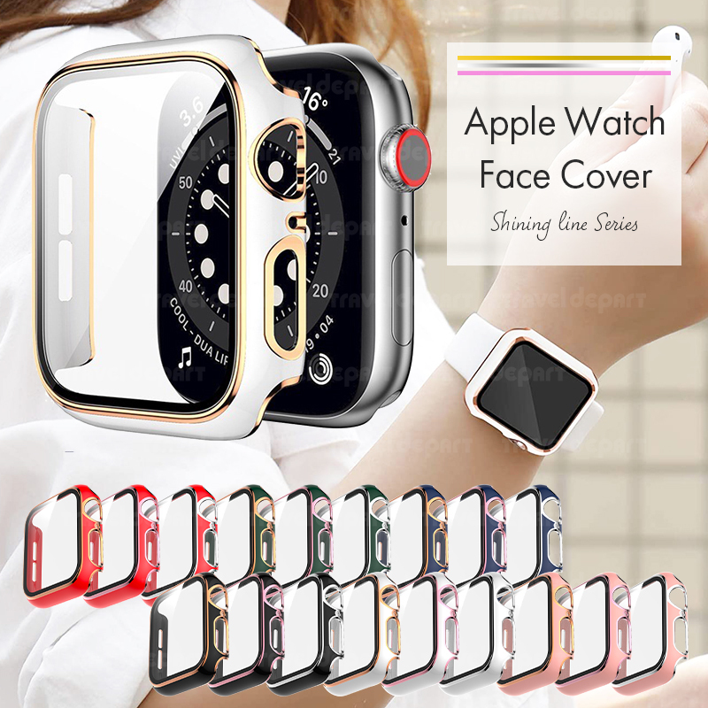 アップルウォッチ カバー ケース ライン キラキラ apple watch series 6 SE 5 4 3 2 1 レディース おしゃれ 傷防止  保護 ゴールド 一体型