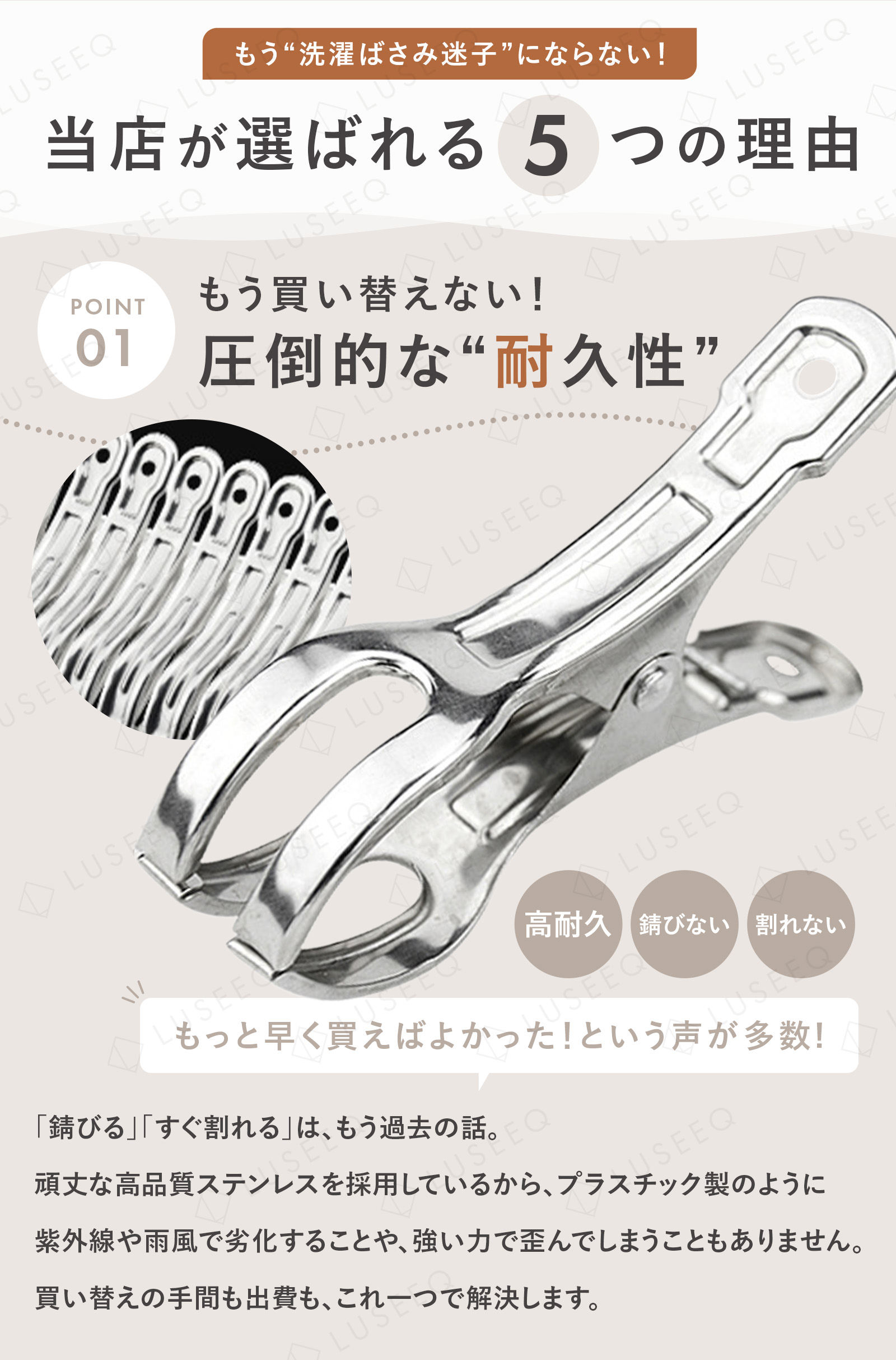 ステンレス洗濯バサミ