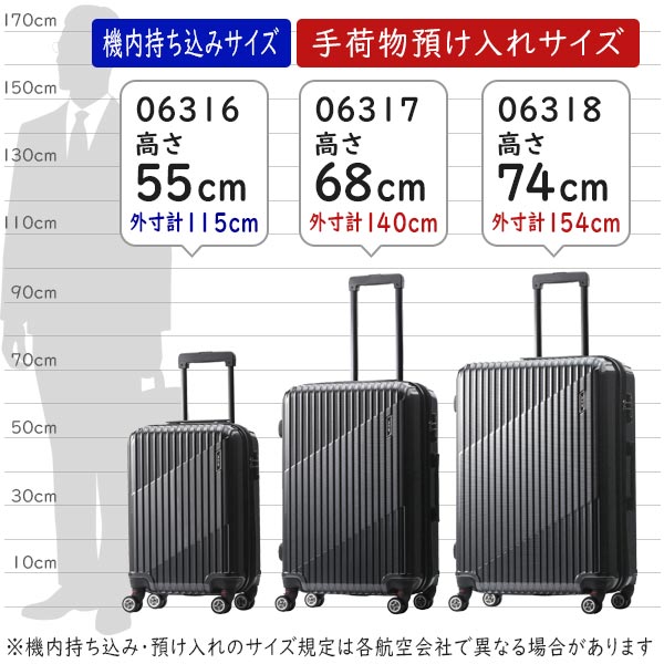 ACE クレスタ スーツケース (83L/最大93L) マチ拡張機能 ファスナー