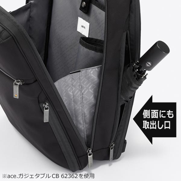 ace. ガジェタブルCB 薄型リュック (9L) コーデュラバリスティック素材 撥水 A4収納 13インチPC対応 エースジーン 62361｜travel-goods-toko｜07