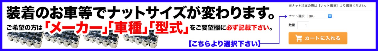 装着のお車などでナットサイズが変わります。