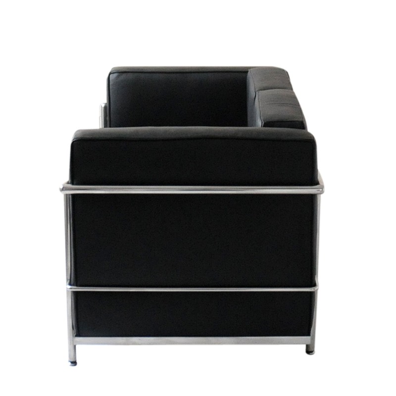 ル・コルビジェ LC2 2P ブラック 総本革 イタリアンレザー仕様 ソファ