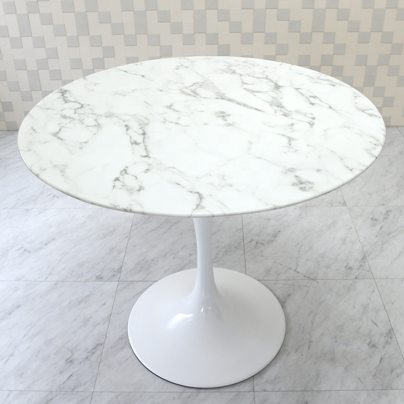 チューリップテーブル 人工大理石天板 直径90cm ホワイト white