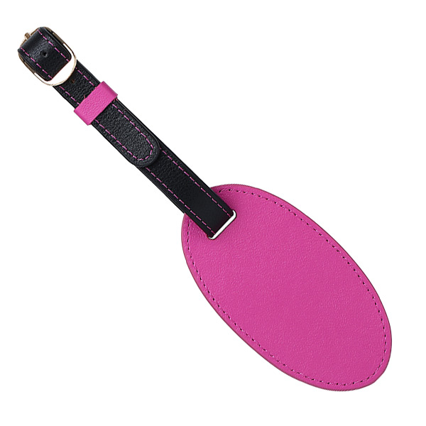 名入れ ゴルフ ネームプレート 2色使い本革バッグタグ（オーバル