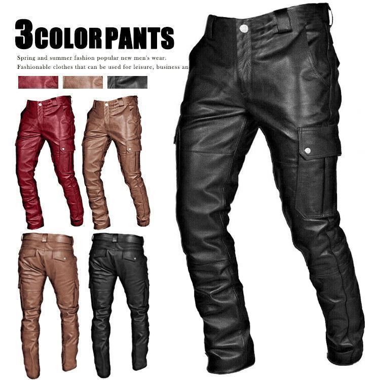 Leather スキニー バイカー パンツ フェイクレザーのZIPバイカー パンツ,極細タイプ,スキニーパンツ