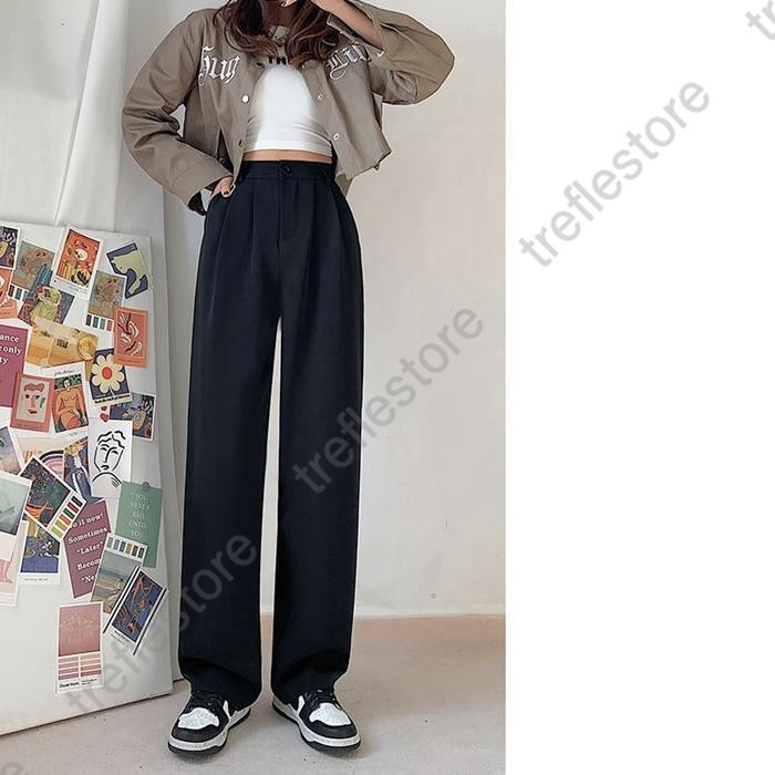 ワイドパンツ レディース 3TYPE着丈 美脚セミワイドパンツ ボトムス バギーパンツ ハイウエスト スラックス 韓国ファッション |  | 05