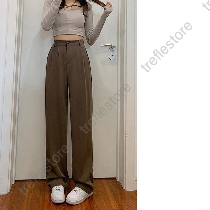 ワイドパンツ レディース 3TYPE着丈 美脚セミワイドパンツ ボトムス バギーパンツ ハイウエスト スラックス 韓国ファッション |  | 06