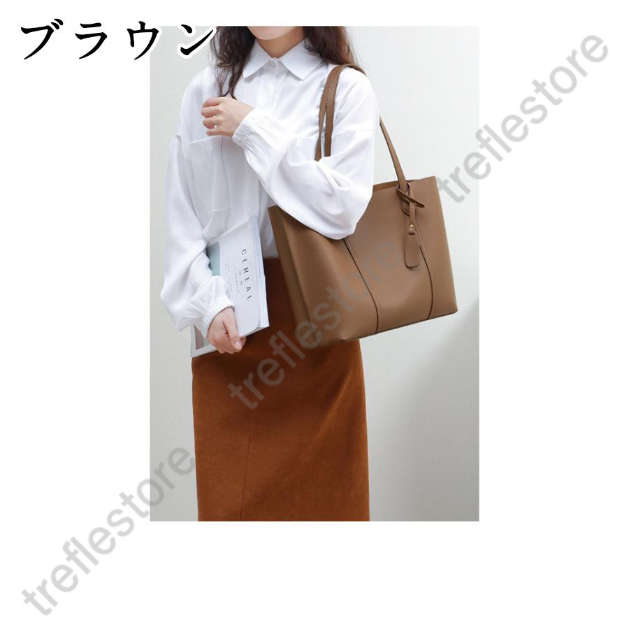 トートバッグ レディース ショルダー 牛革 レザー 大き目 肩掛け 通勤バッグ ハンドバッグ 本革 A5 通学 おしゃれ 大容量 旅行 大人 OL オフィス ビジネス_2