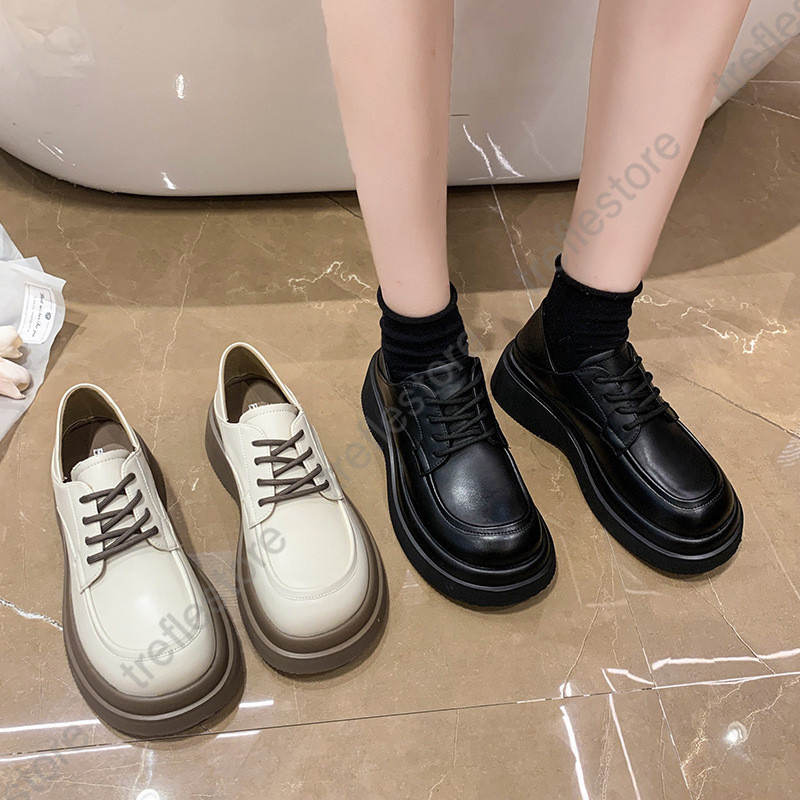 ローファー レディース 厚底シューズ JK パンプス 太めヒール 靴ひも 黒 女子靴 オシャレ 通勤 通学 コンフォート 10代20代30代40代 |  | 04
