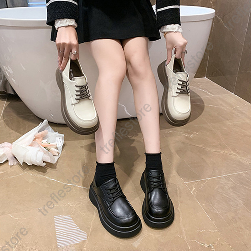 ローファー レディース 厚底シューズ JK パンプス 太めヒール 靴ひも 黒 女子靴 オシャレ 通勤 通学 コンフォート 10代20代30代40代 |  | 06