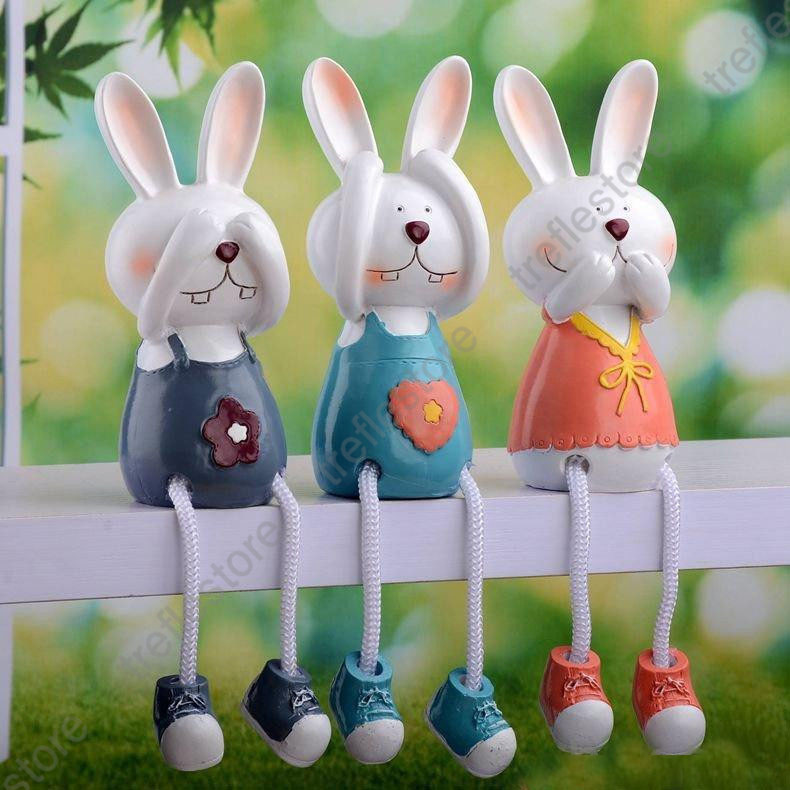 置物 つぶらな瞳のウサギ ぶらぶらの足 見ざる言わざる聞かざる 北欧