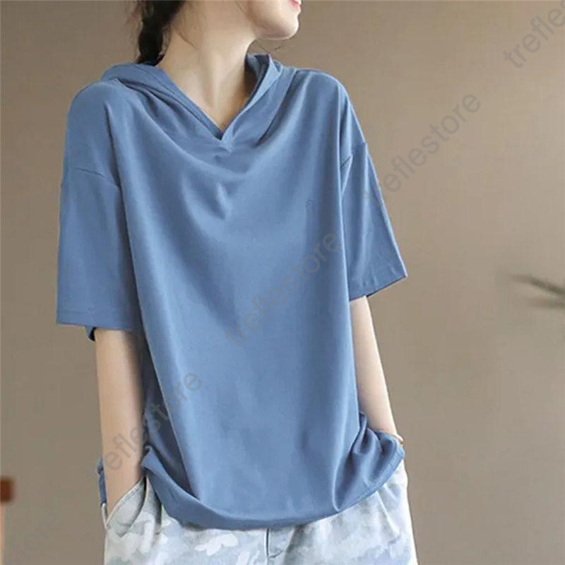 フード付き半袖Tシャツ レディース トップス 半袖tシャツ カットソー プルーオーバー フード付き ゆったり ゆとり 無地 シンプル 綿 カジ 楽天市場】フード付きtシャツ レディース ハーフファスナー t