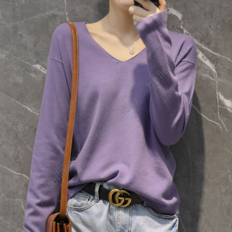 ニットセーター 春服　vネック　 カシュクール シルキータッチニット 長袖 薄手ニット プルオーバー トップス カットソー インナー |  | 04