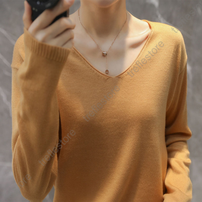 ニットセーター 春服　vネック　 カシュクール シルキータッチニット 長袖 薄手ニット プルオーバー トップス カットソー インナー |  | 05