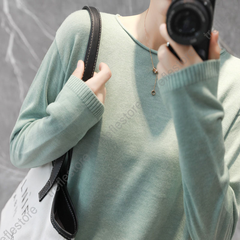 ニットセーター 春服　vネック　 カシュクール シルキータッチニット 長袖 薄手ニット プルオーバー トップス カットソー インナー |  | 09