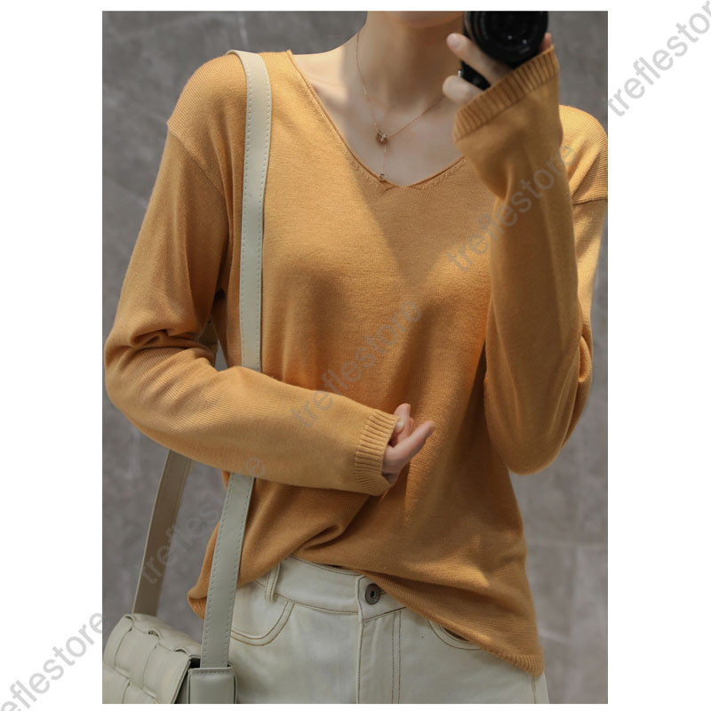 ニットセーター 春服　vネック　 カシュクール シルキータッチニット 長袖 薄手ニット プルオーバー トップス カットソー インナー |  | 16