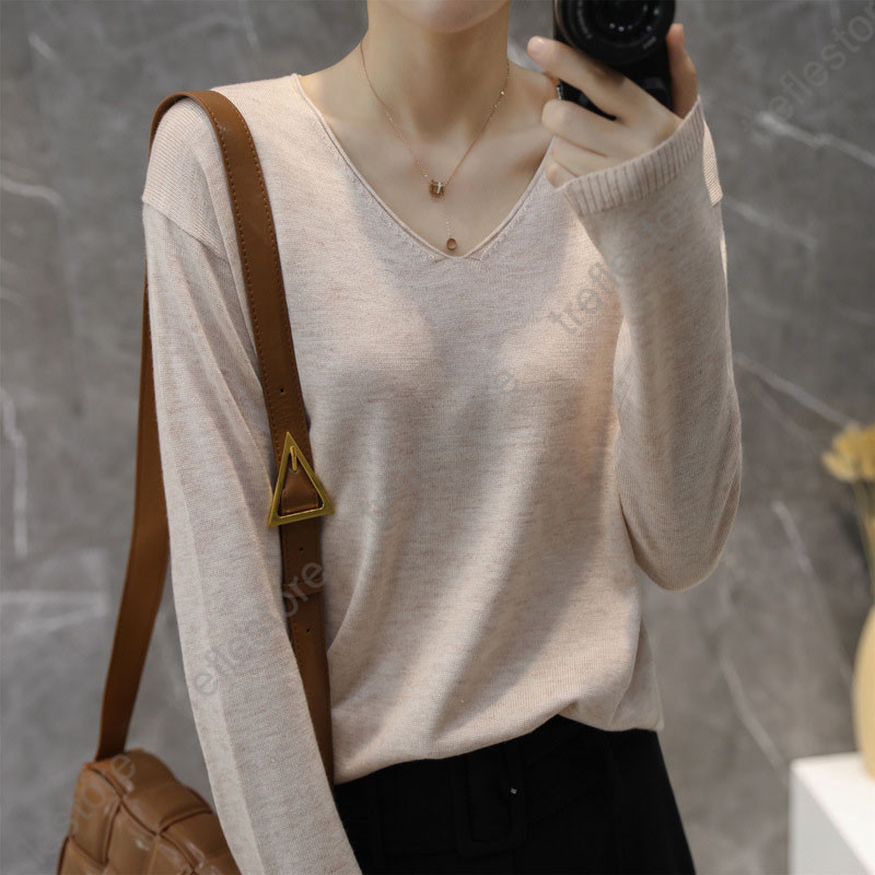 ニットセーター 春服　vネック　 カシュクール シルキータッチニット 長袖 薄手ニット プルオーバー トップス カットソー インナー |  | 17