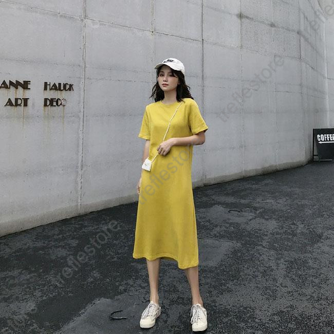 Tシャツワンピース 半袖 夏 サラサラ ワンピース レディース 半袖ワンピース ミモレ丈 ロングワンピ 無地 Tシャツワンピ ロングTシャツ |  | 17
