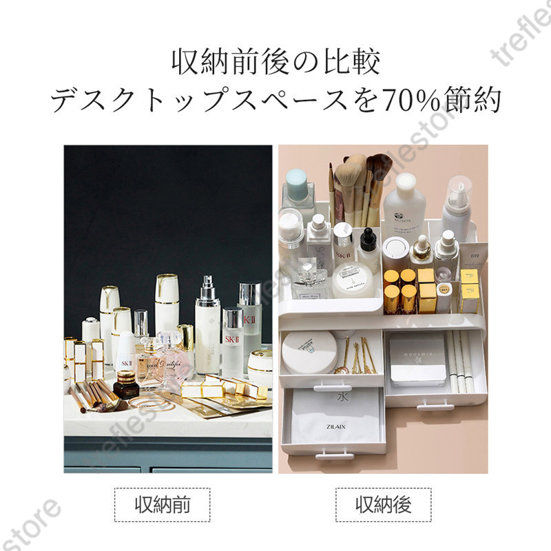 化粧品 収納 メイクボックス  コンパクト 多機能 小物入れ 引き出し 可愛い 卓上 引出し三つ 省スペース メイク道具 雑貨 コスメ 文房具 整理 整頓 S-04 |  | 13