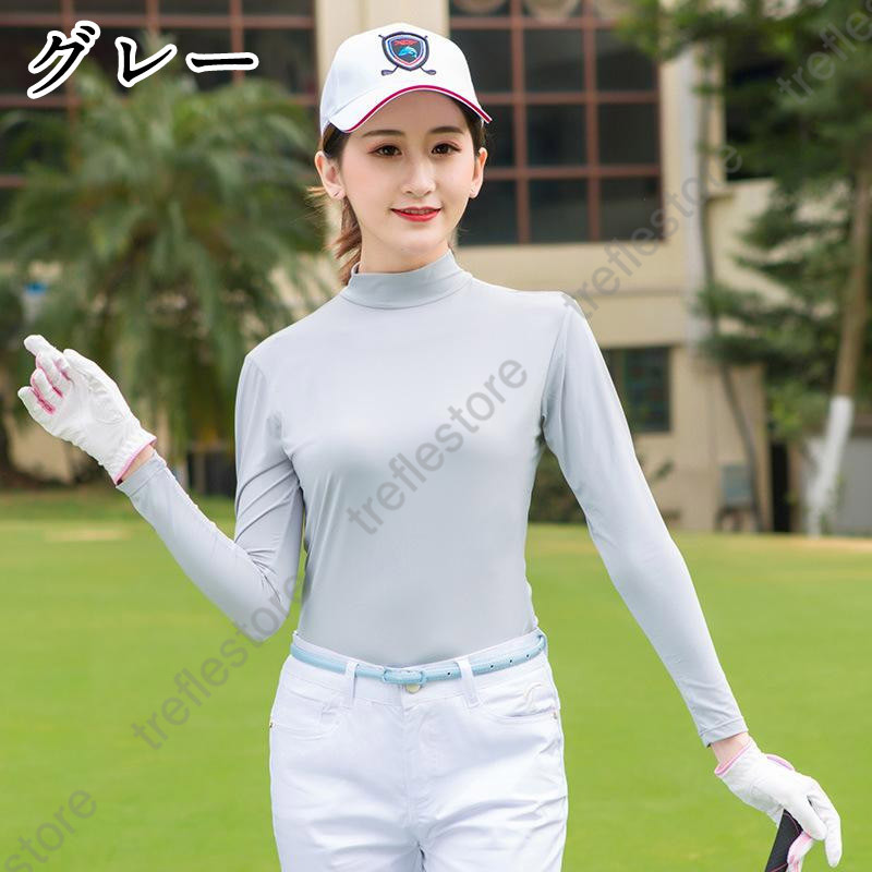 ゴルフ レディース シャツ 長袖 UVカット インナー ウェア