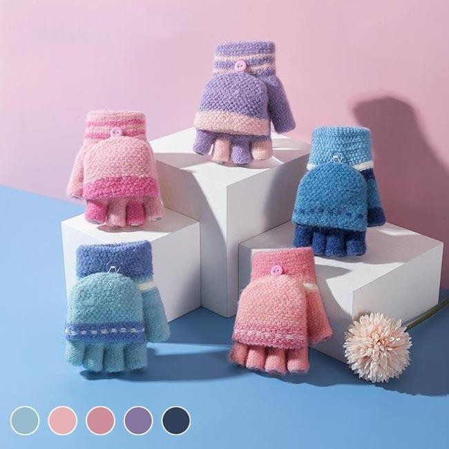 Yahoo! Yahoo!ショッピング(ヤフー ショッピング)手袋 子供 ニット手袋 冬 指抜き 手袋 キャップ付き 小学生 キッズ 手袋 厚手 ニット グローブ 暖かい ファッション小物 お洒落 冷え対策