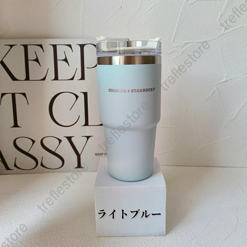 Starbucks シルバー水筒 ストロー付き 北米スタバ☆銀色ステンレス製タンブラー ストロー付 710ml (Starbucks