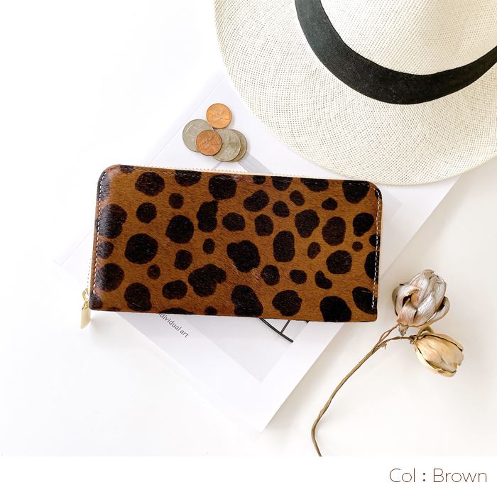 財布 本革 ハラコ ダルメシアン柄 レディース アニマル柄 レザー
