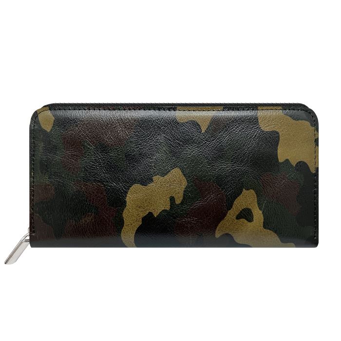 財布 メンズ 長財布 本革 カモフラージュ カモフラ ラウンドファスナー