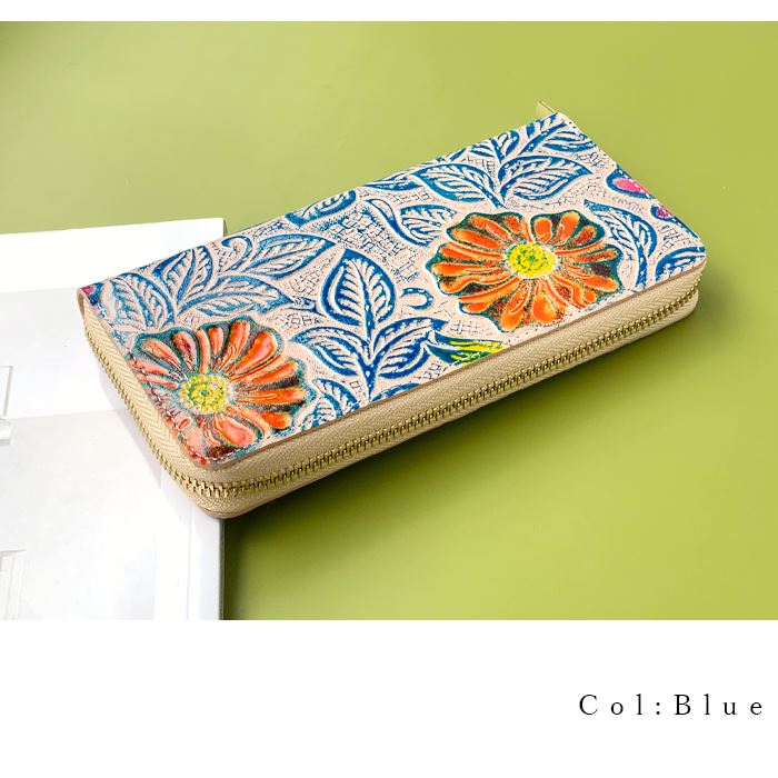 genten 花柄 レザー 長財布 楽天市場】長財布 ラウンドファスナー 友禅 花柄 innocent Sac 本革