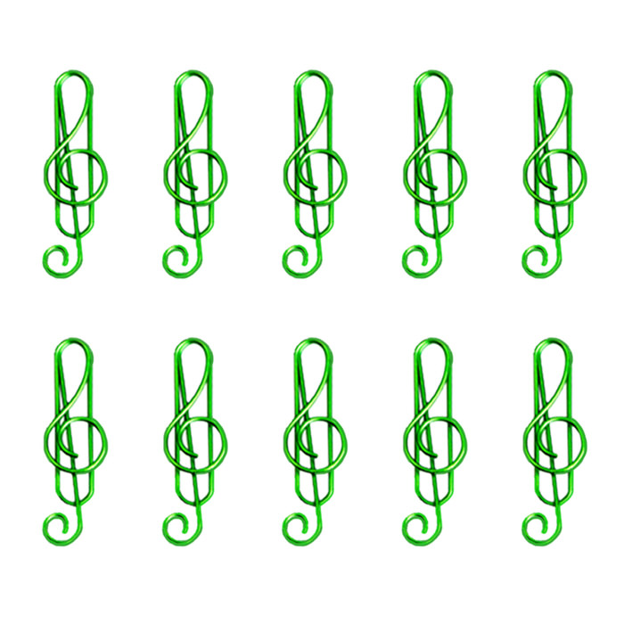 ト音記号 音符 クリップ カラフル 10個セット ペーパークリップ