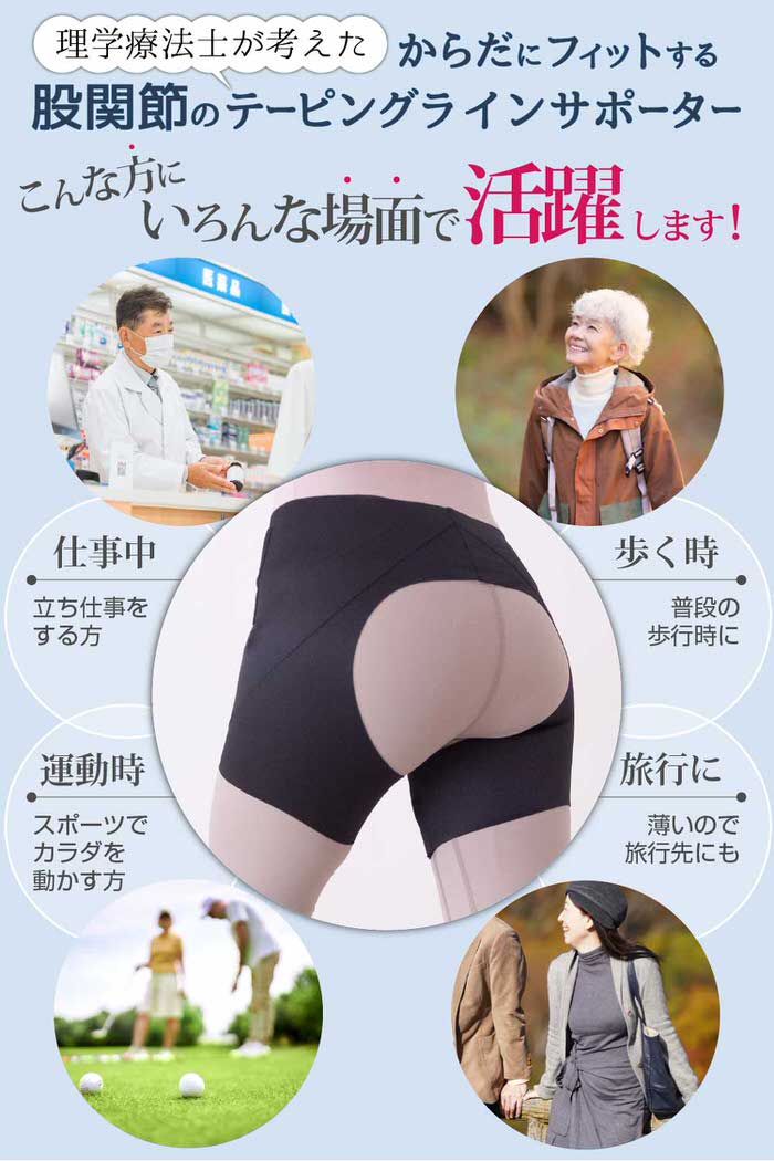 からだにフィットする 股関節のテーピングラインサポーター