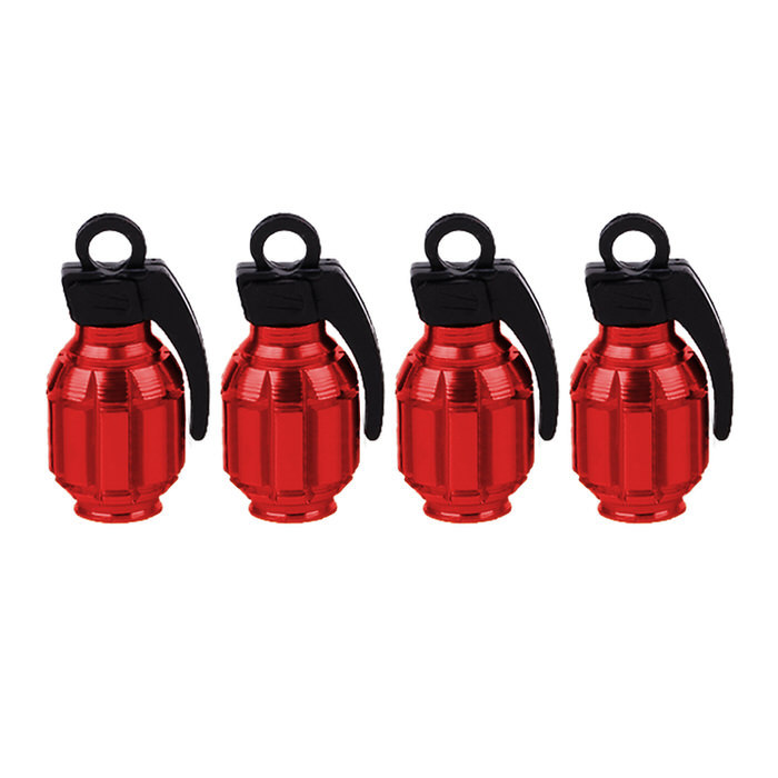 バルブキャップ 自転車 サイクル用品 軽量 手榴弾型 エアーバルブキャップ 自転車バルブキャップ  汎用品 4個セット アルミ 軽量タイプ かっこいい ミリタリー |  | 03