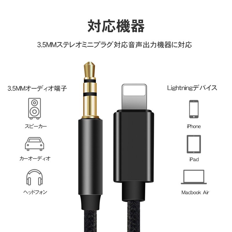 AUXケーブル iphone 車載用 オーディオケーブル 変換ケーブル 3.5mm 1.0m ステレオ ライトニング 高音質 音楽再生 スマホ  iPad iPod Lightning 最新iOS対応 :TR-ZU118a0:弥生通販 - 通販 - Yahoo!ショッピング