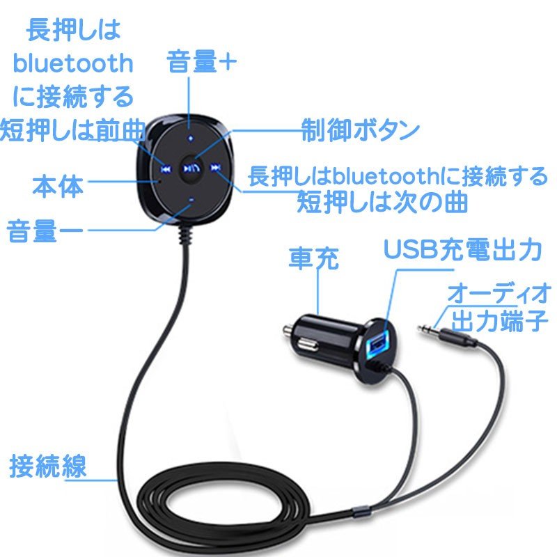 AUX ブルートゥース 受信機 車 音楽プレーヤー ブルートゥース レシーバー FMトランスミッター Bluetooth USB ハンズフリー 通話  オーディオ スピーカー :TR-CE014:弥生通販 - 通販 - Yahoo!ショッピング