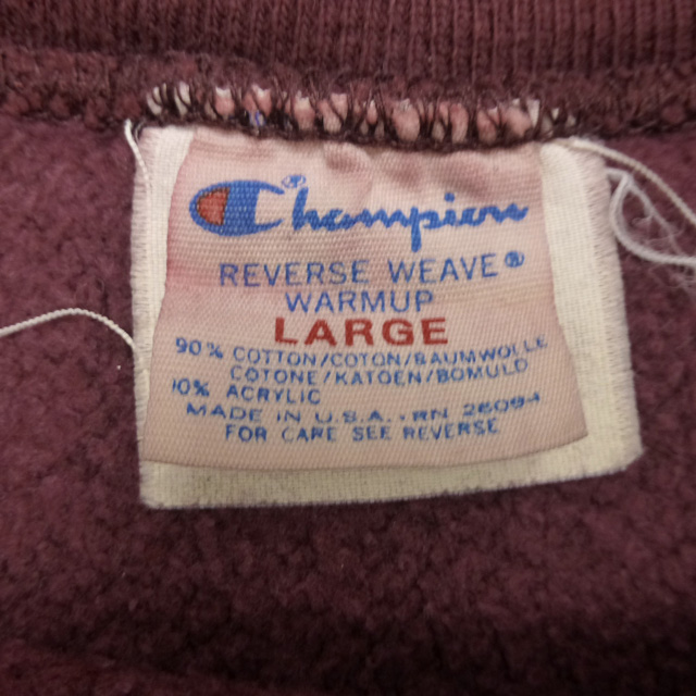 REVERSE WEAVE Used USA製 80's プリントタグ Champion Reverse Weave