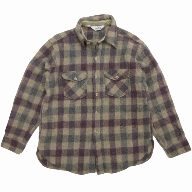【70s】Woolrich 長袖 チェック シャツ 厚手 38 白タグ 状態良好 70s】Woolrich 長袖 チェック シャツ 厚手 38 白タグ 状態良好