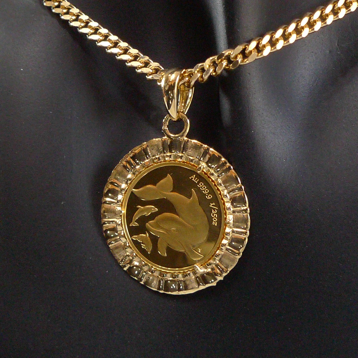 TRIDEA JEWELRY 純金 k24 ドルフィン コイン ペンダントトップ