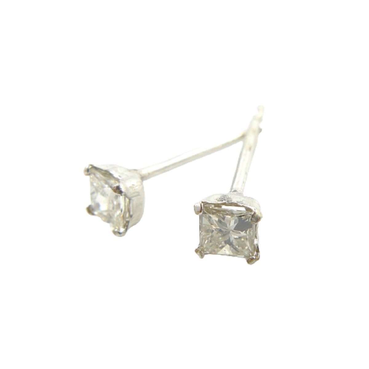 TRIDEA JEWELRY 天然ダイヤモンド ピアス プリンセスカット スクエア 