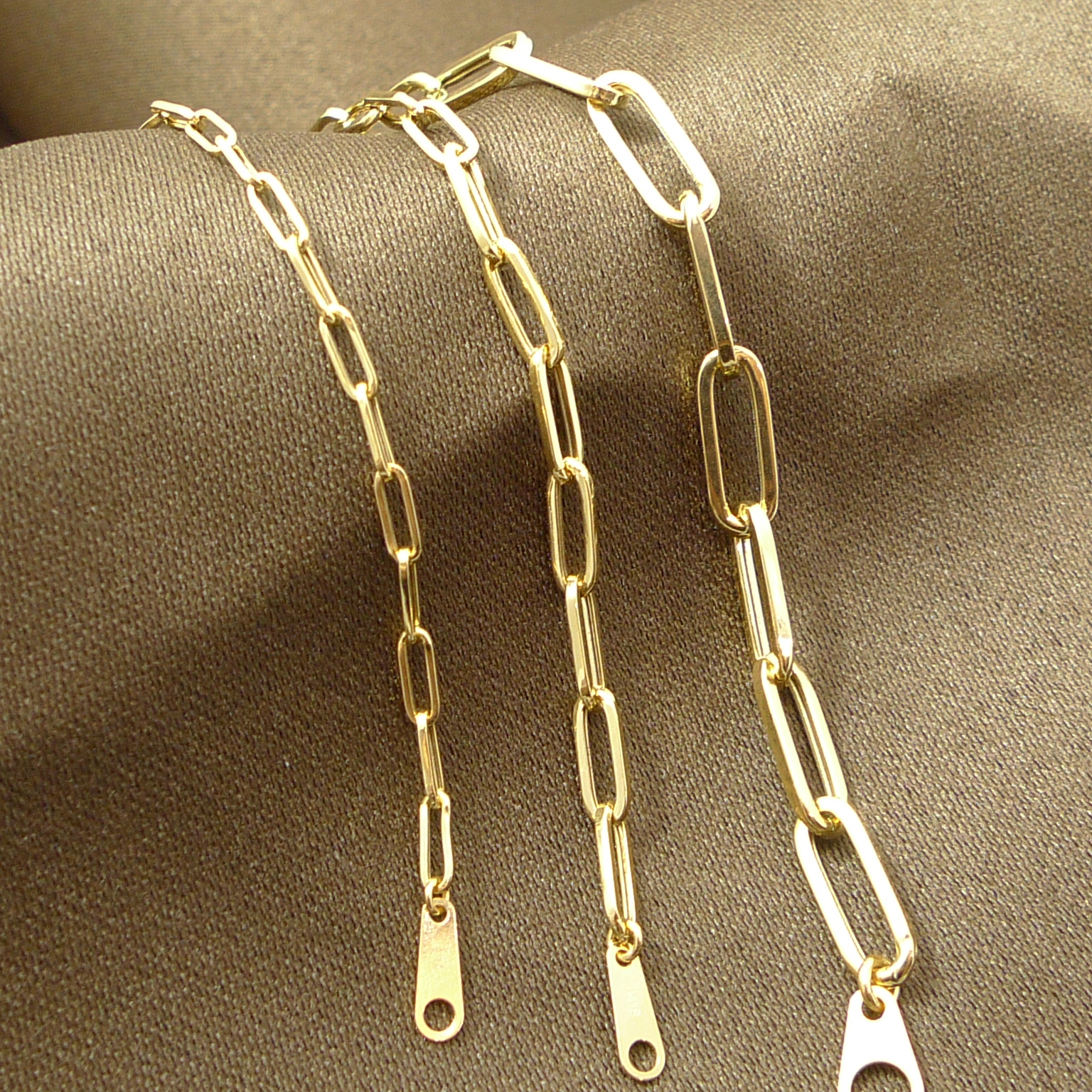 TRIDEA JEWELRY 18金 ペーパークリップ チェーン ブレスレット 幅2mm 