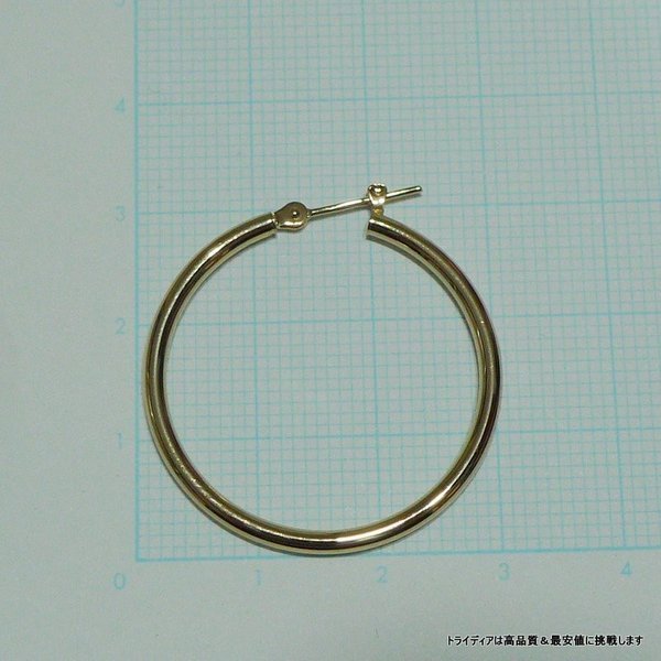 K18YG 18金 フープピアス 幅3mm 外径30mm イエローゴールド　片耳 TRIDEA JEWELRY 18金 フープ ピアス 幅3mm 外径35mm イエロー